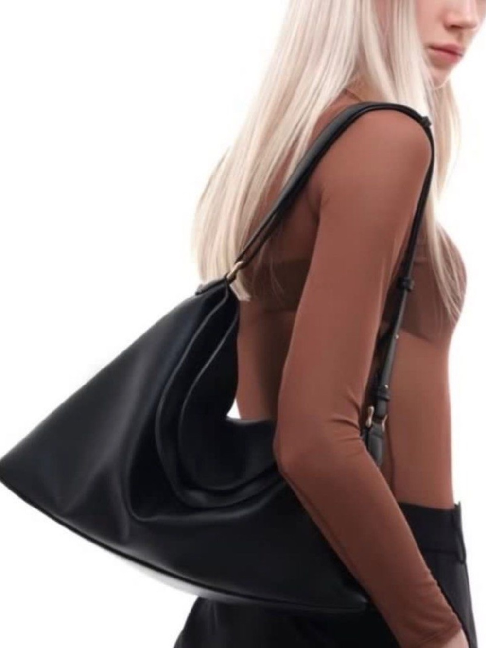 Classic Black Shoulder Bag - Women's Soft Hobo